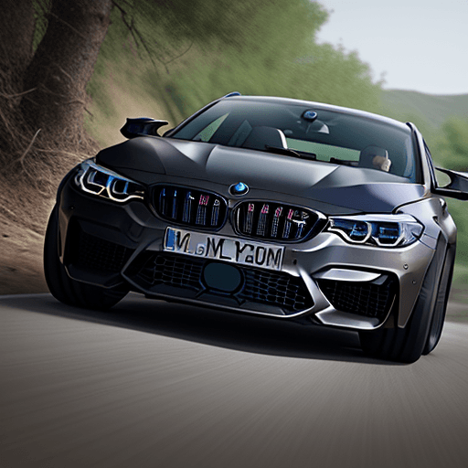 AI generated: Hyper realistic eye level wild boar (animal) styled as tuned BMW M Performance