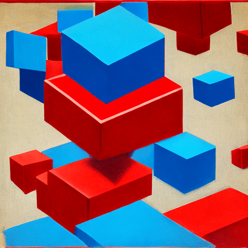 AI generated: Red cube on top of a blue cube