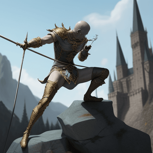 AI generated: person impaling himself by power of stone  fantasy
