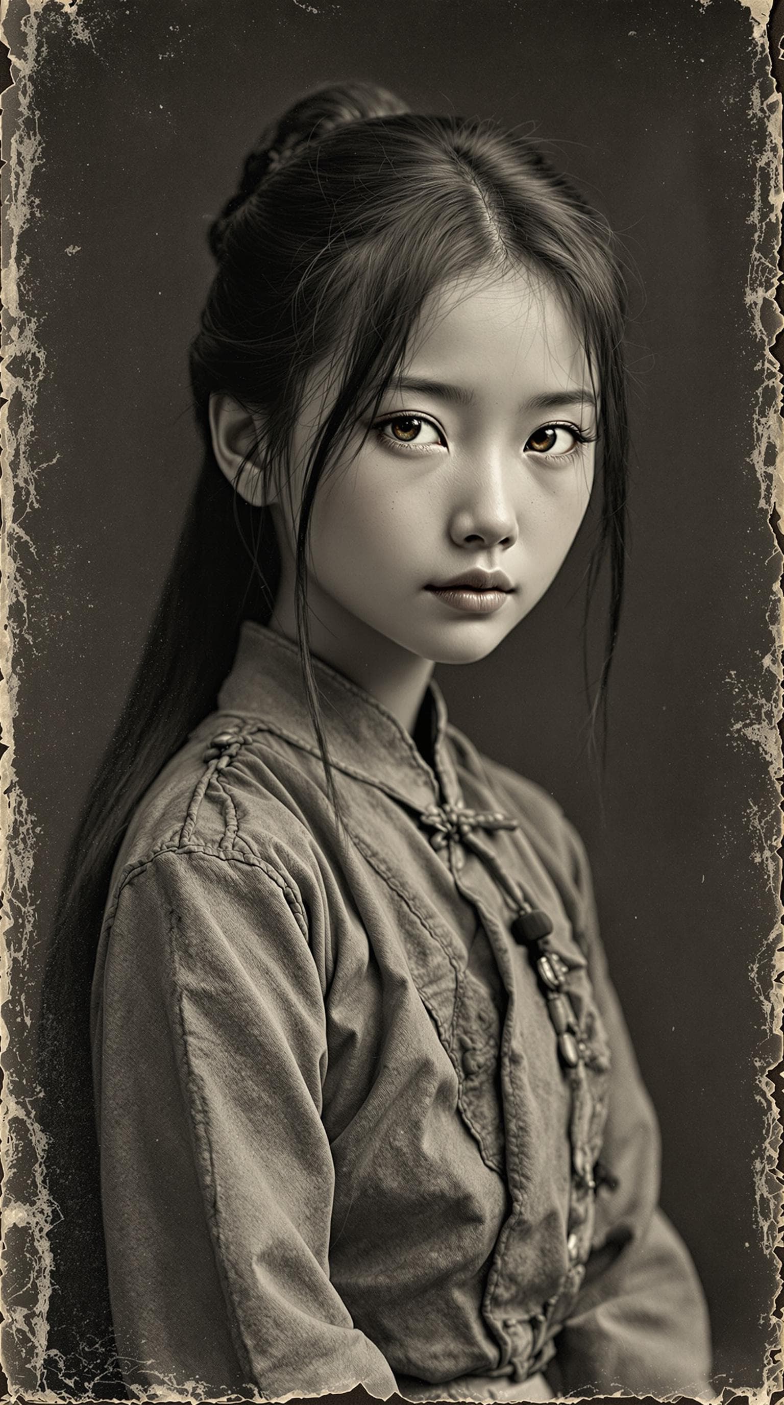 AI generated: a professional vintage black and white photo (paper has aged over time), of a exceptionally of the m...