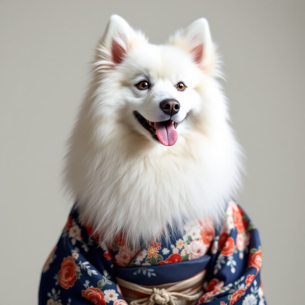 AI generated: a samoyed in a japanese kimono




