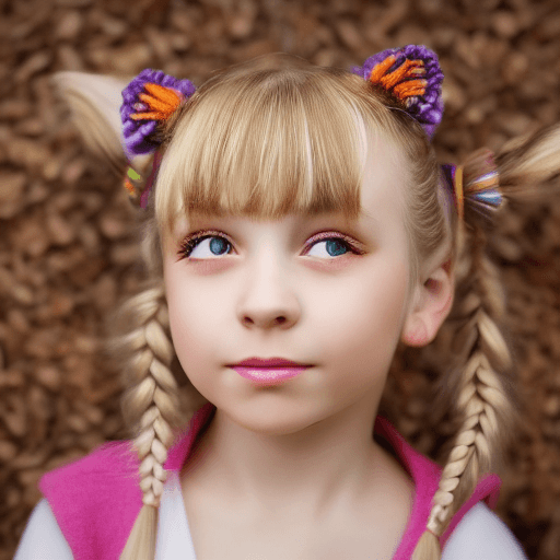 AI generated: little blonde girl with pigtails female cat ears, beautiful face, detailed face, hyperdetailed, mast...