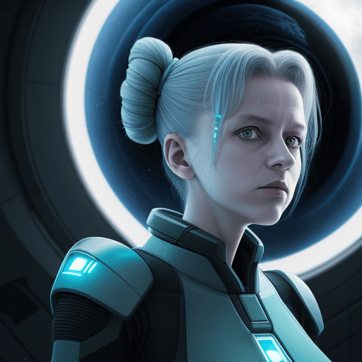 AI generated: sci-fi bild, junge frau, 16 jahre, 1,71m, schlank, dunkelblaues Haar, Gentechnikerin, 8k
