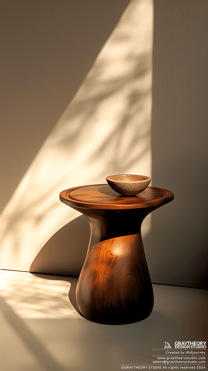 AI generated: photograph, side table, minimalism, Canon EOS R5 with an RF 85mm F1.2L lens, solid grey environment,...