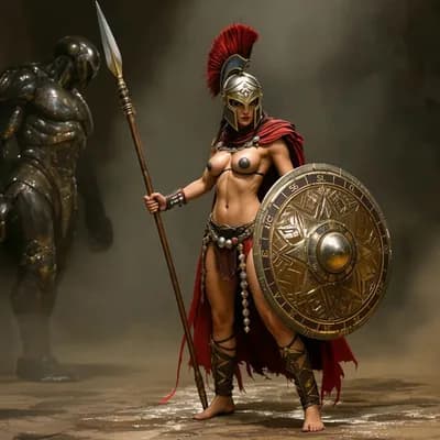 AI generated video: the woman prepare to battle