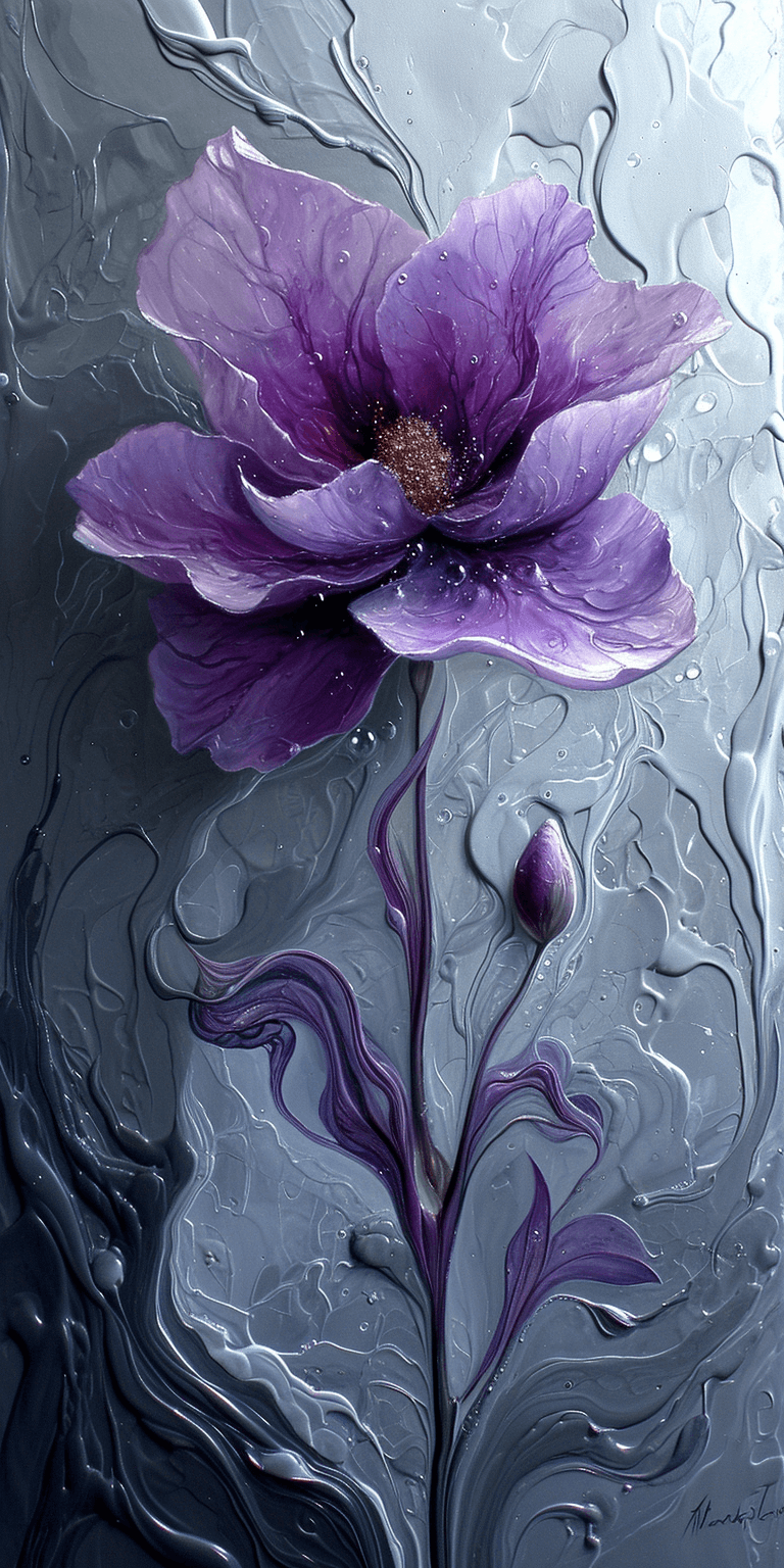 AI generated: surrealist painting of water droplets on the stem of a flower, in the style of surrealism, Picasso, ...