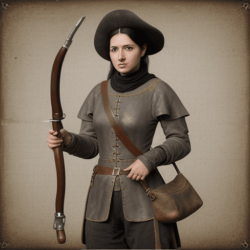 AI generated: Musket in hand, medieval, engineer, leather jerkin, renaissance, dirty looking, Pouch over shulder, ...