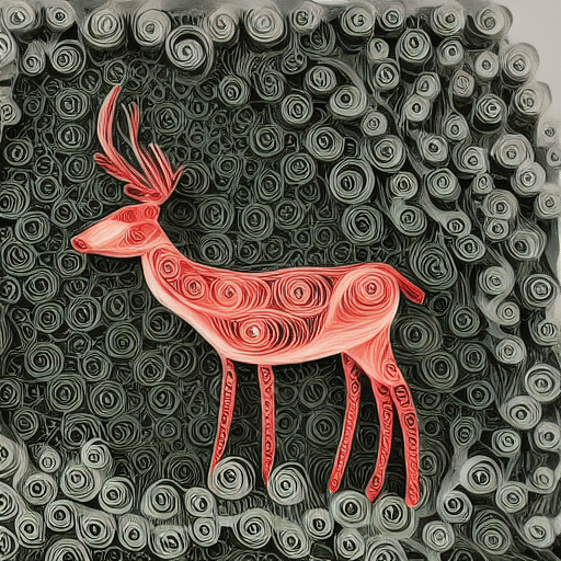 AI generated: paper quilling, paper cut art,paper illustration,deer in forest, one color, very detailed, 8k --upbe...