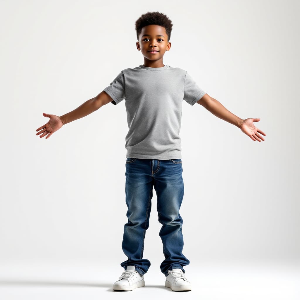 AI generated: A realistic 4D full-length photograph of an 5 year old Nigerian boy, tanned brown skin, realistic na...