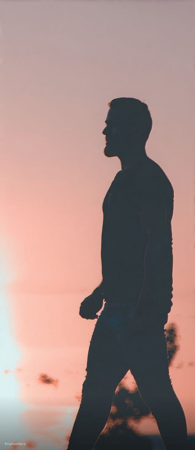 AI generated: Nude walking in sunset 