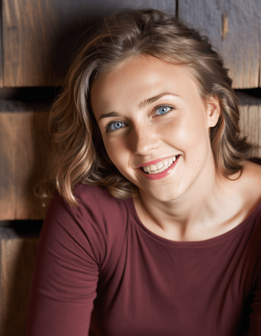 AI generated: This is a photograph of a woman sitting on the ground in front of an old, wooden wall staring at the...