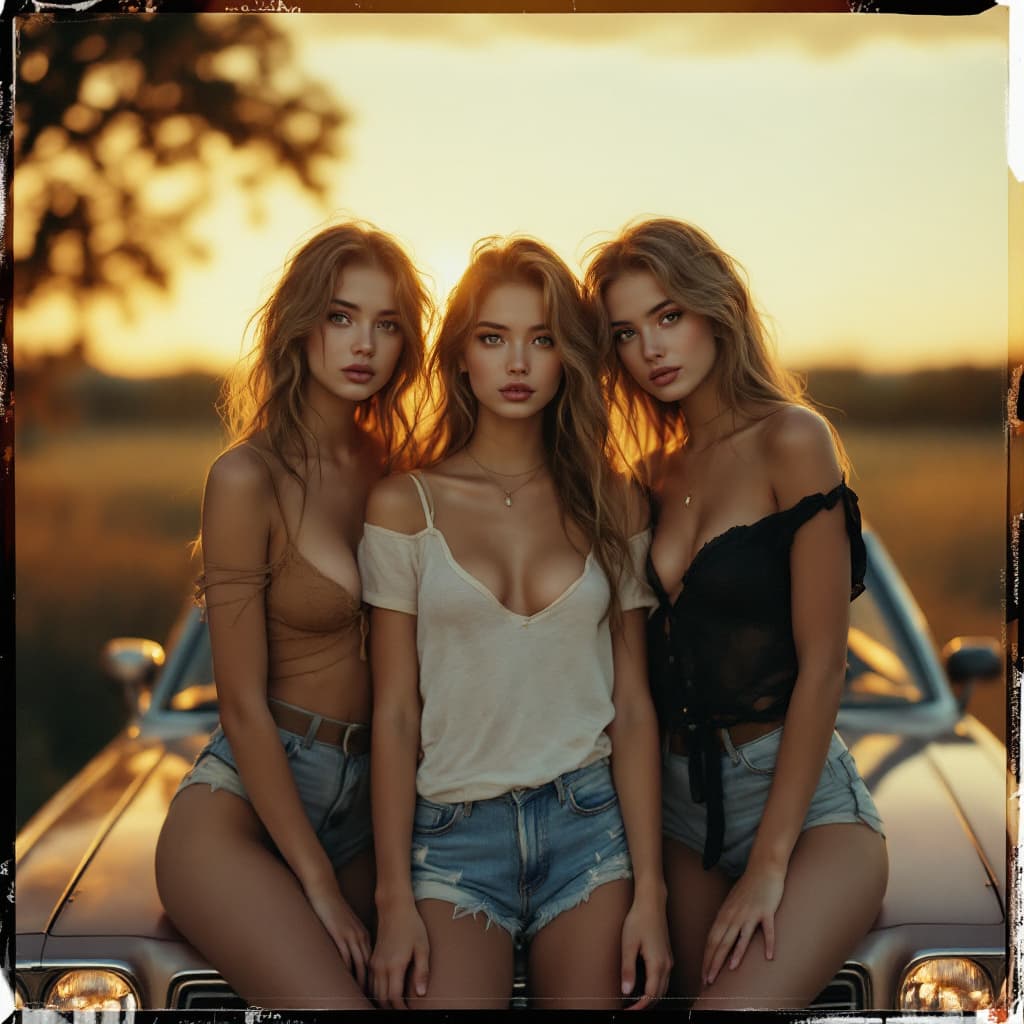 AI generated: "A hyper-realistic, film-grained Polaroid photo of three irresistibly cute young Aphrodite standing ...