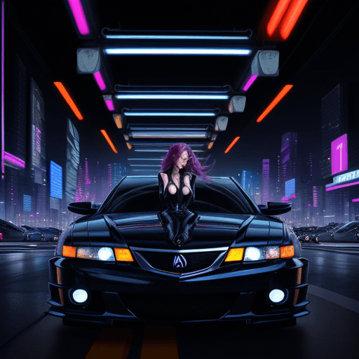 AI generated: A acura tl types aspect 2003 Electrifying scene captures a stunning woman <lora:myownface:1> on the ...