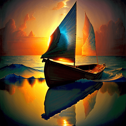 AI generated: a boat sitting in the water during sunset, in the style of agostino arrivabene, calm and serene beau...
