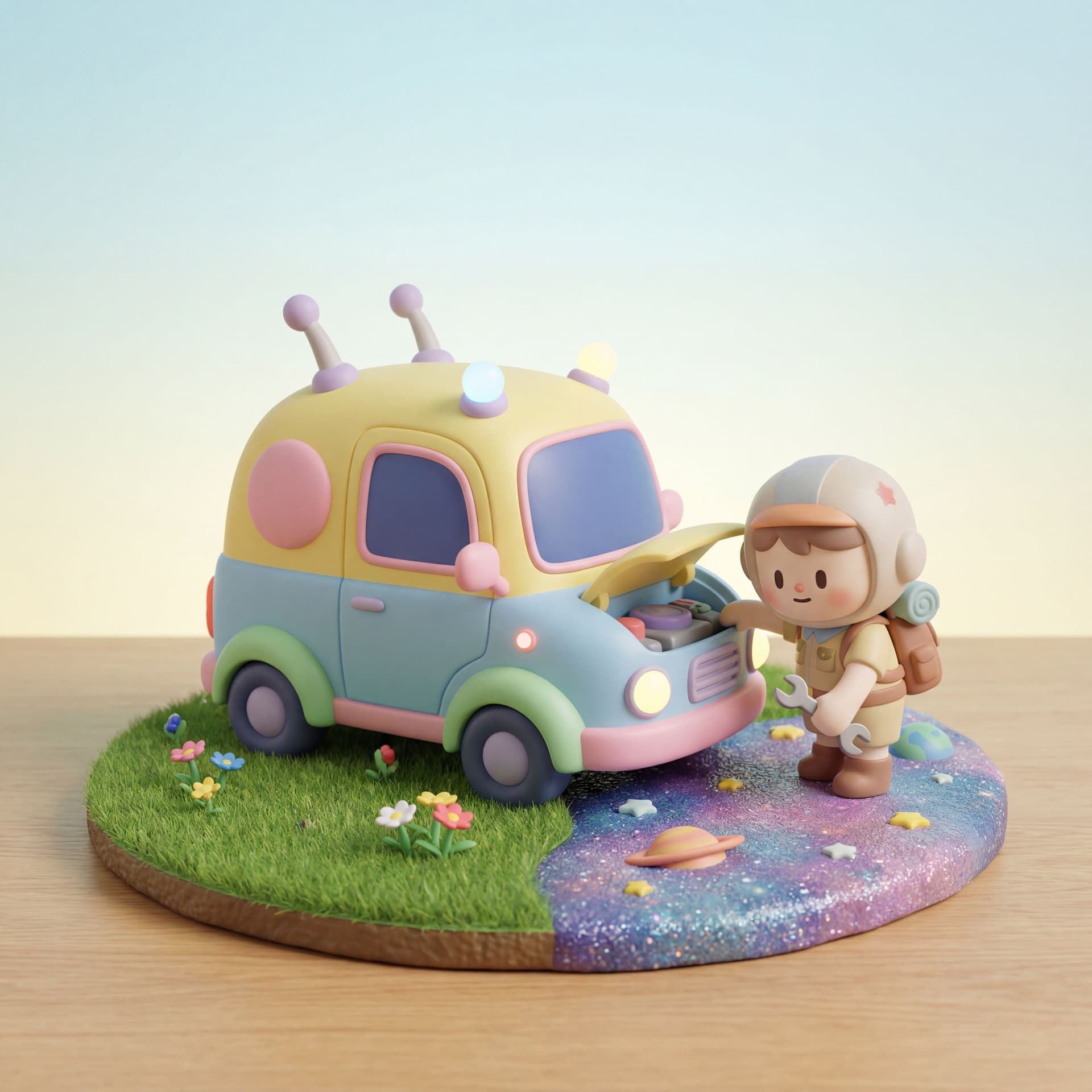 AI generated: a small toy diorama scene, japanese 1990s video game aesthetic,
plastic vinyl figures, soft matte su...