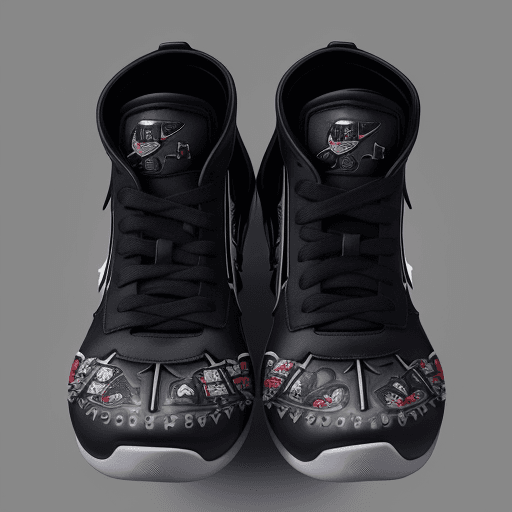 AI generated: Wednesday Addams's Stylish Sneaker design, nike, warhammer 40000 Space Marine, insanely detailed, 8k...
