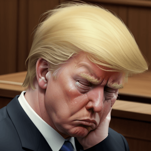 AI generated: Ultrarealistic Donald Trump crying in courtroom