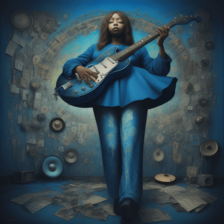 AI generated: music Album cover picture, surreal art oil picture Blues music