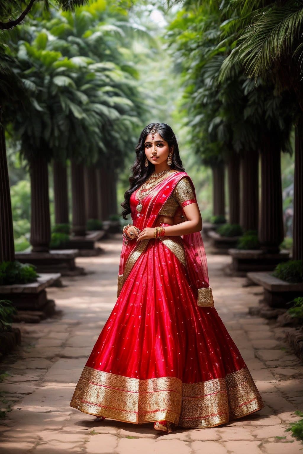 AI generated: A high-quality, full body portrait of an Indian desi girl, capturing her natural, radiant and timele...