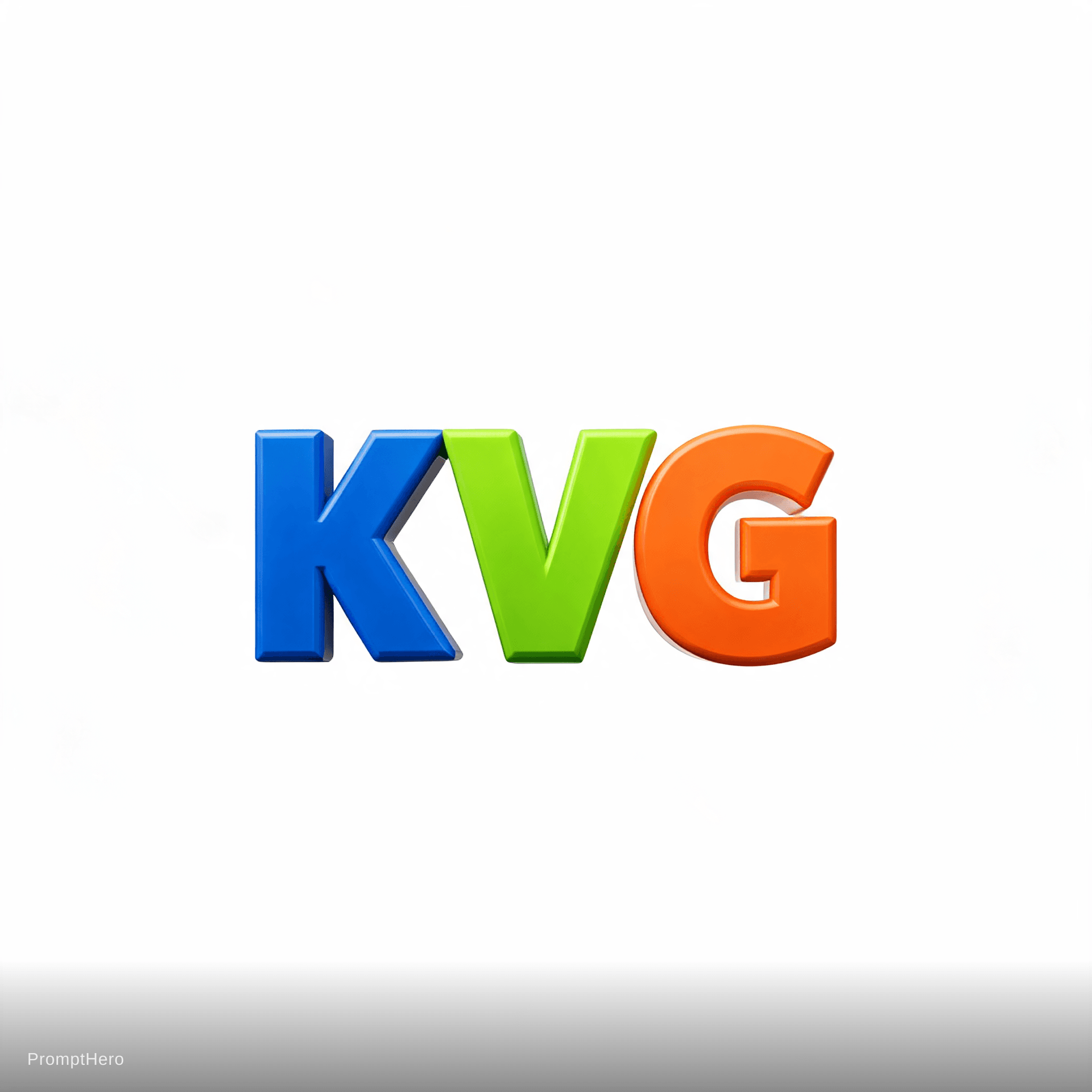 AI generated: Create a colorful LOGO with these words (KVG) in a very realistic 3D design.