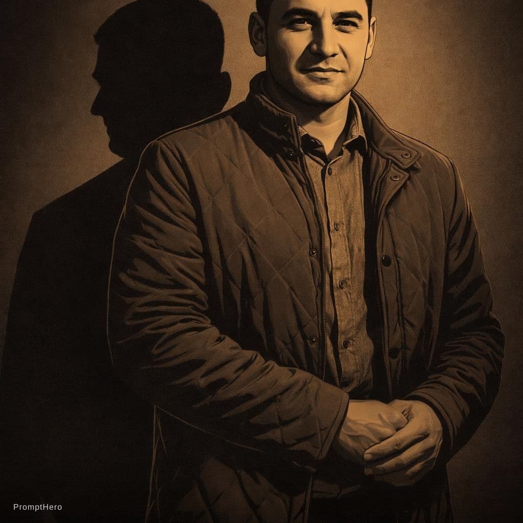 AI generated: a black and white photo of a man with shadow., in the style of minimalist beauty, light bronze and b...