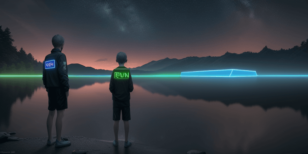 AI generated: Raw photo, detail, fujifilmxt3, ray tracing, 8k uhd, hdr, a computer game player stands on the shore...