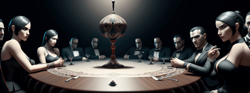 AI generated: mafia,12person,table,mafia game, intricate artwork . octane render, trending on artstation,t symmetr...