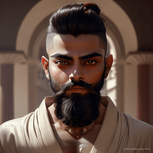 AI generated: Beautiful Indian man, porcelain skin, flawless and radiant, ethereal beauty, monolid eyes dark and d...