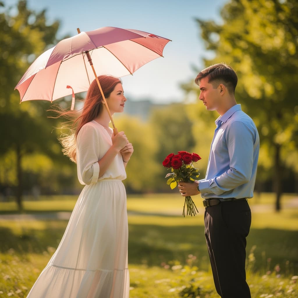 Hero prompt: жазды күні, қыздың үстіне ақ түсті көйлек, қолында...