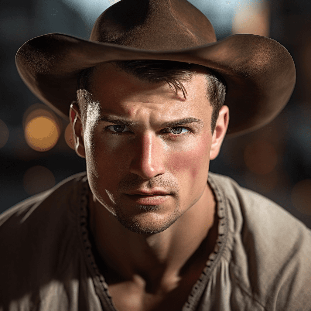 AI generated: ground - Shot Angle - Looking down at figure from knee level, elegant, handsome, charro, mexicano, m...
