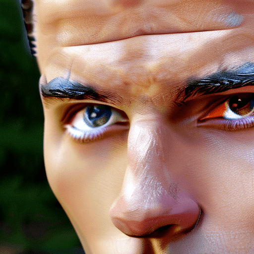 AI generated: beautiful man that has an oval face. A strong jawline that ends with a pointed chin. Has a Roman nos...