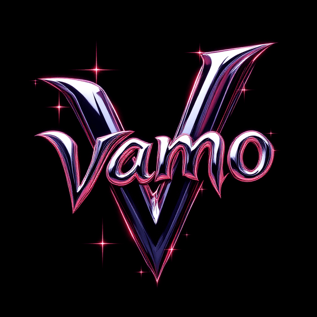 AI generated: chrome 3d urban Logo for a club event.
"V with text vamo"
transparent background
