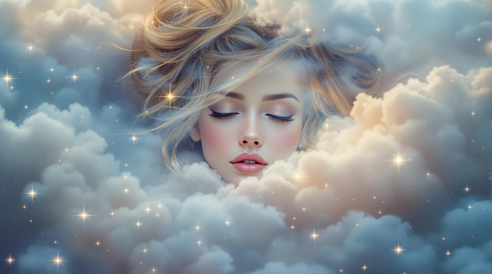AI generated:  a starwar poster with misty blue and earth tones vaporous cloud, resembling a celestial aura, with ...