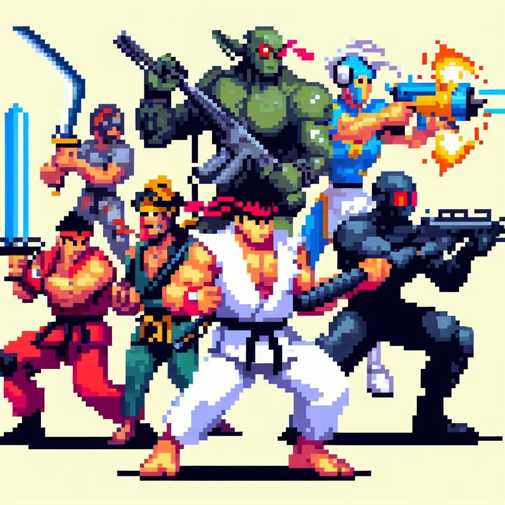 AI generated: A pixel art 8 bits reimagining of a Street Fighter character in a different fighting style or costum...