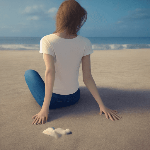 AI generated: A beautiful girl, sitting on the beach, a white t-shirt, blue jeans
Photo realistic, 8k, octane rend...
