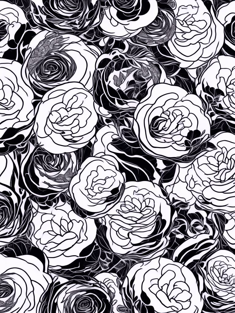 AI generated: white background, black and white, snake around flowers, tattoo sketch, smooth transitions, black pa...