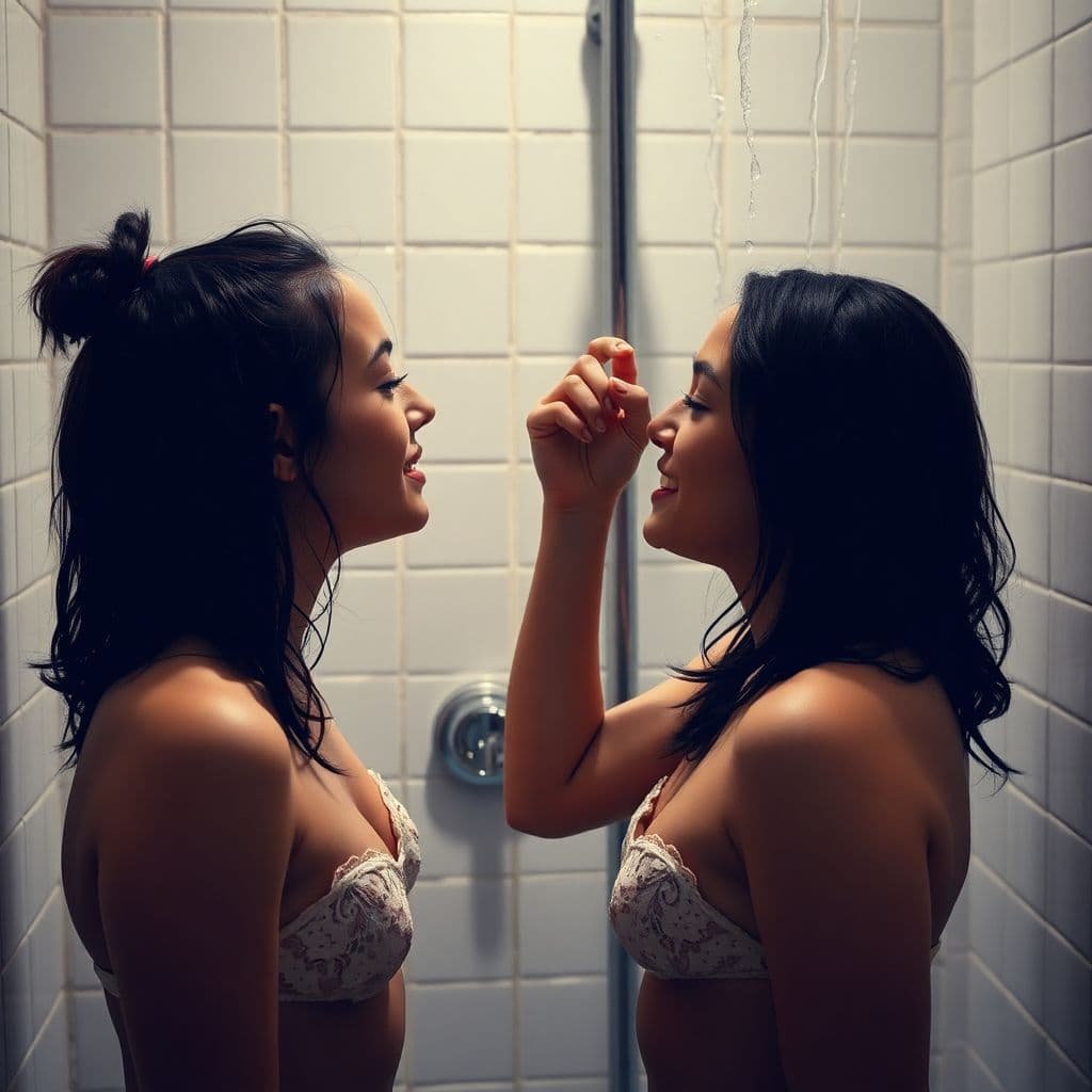 AI generated: two women get fucked in the shower 


