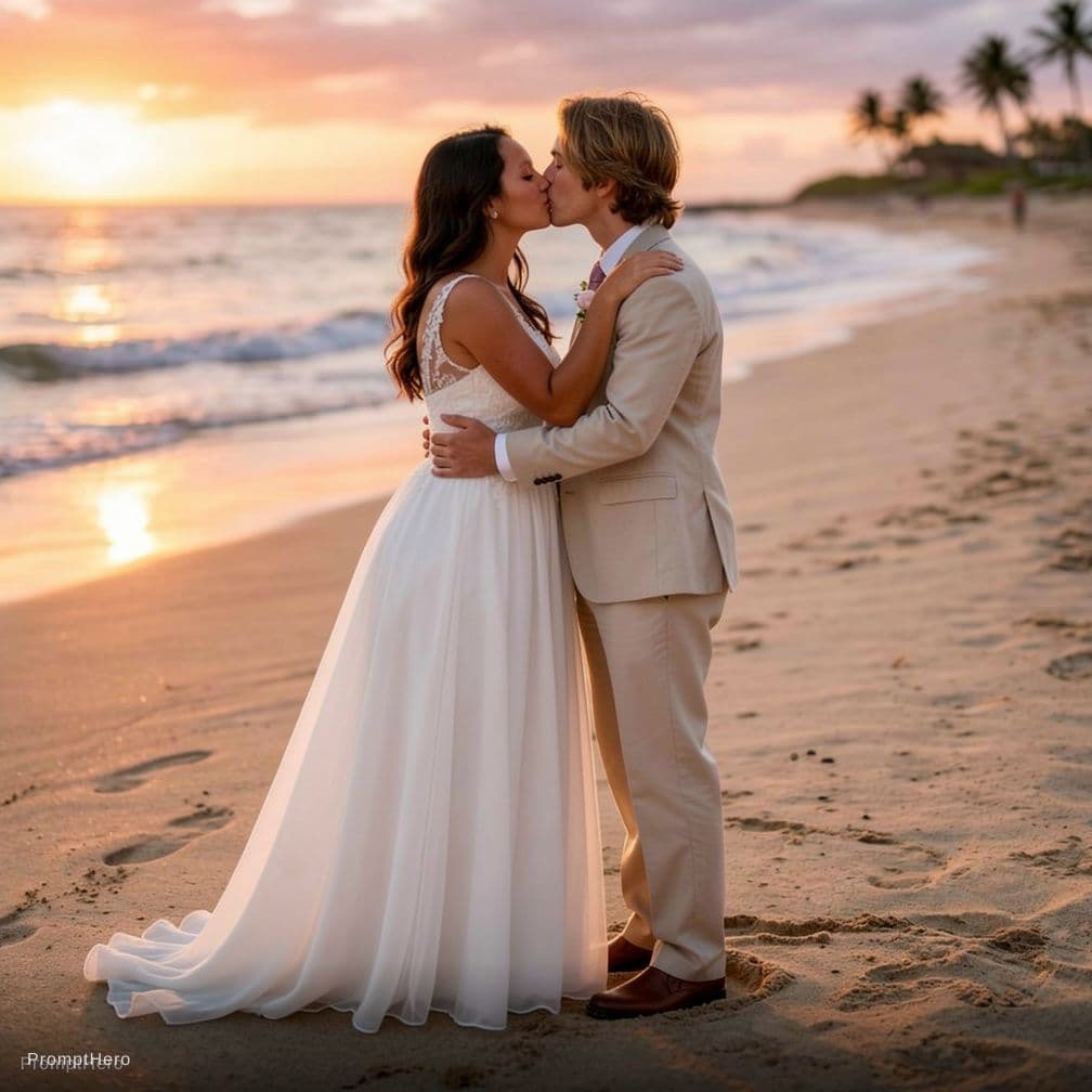 AI generated: Can you make them kissing at a wedding 