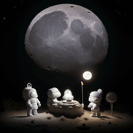AI generated: A moon-exploration fantasy with  moon-base in a realistic depiction of the surface of the moon, with...