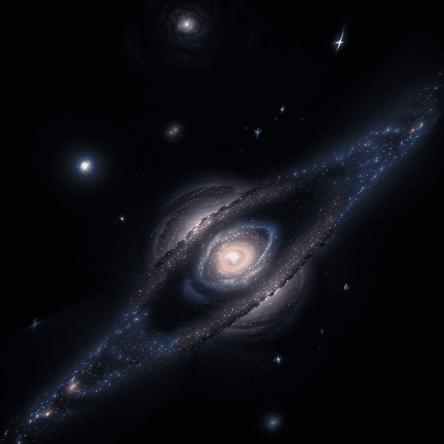 AI generated: A galaxy, a system of stars, stellar remnants, interstellar gas, dust, dark matter, bound together b...