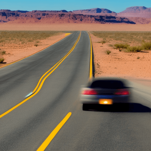 AI generated: car speeding on a highway in the desert