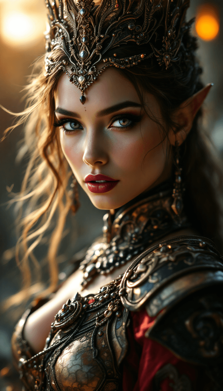 AI generated: Sexy female queen of sun, mystic, fantasy, light tiny sexy armor, 4k, beauty, babe, sexy fantasy arm...