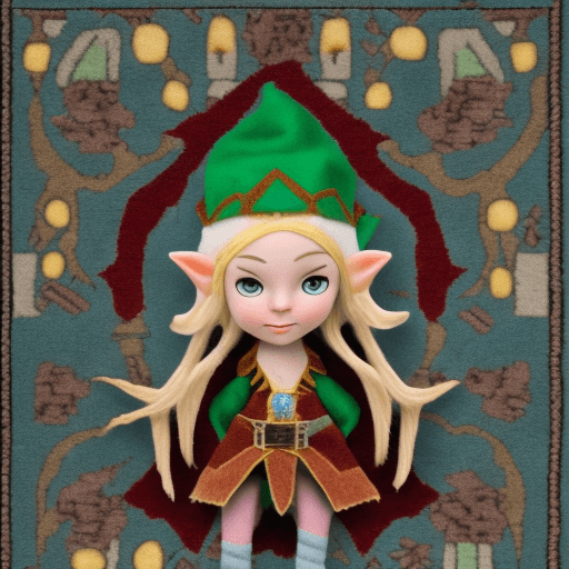 AI generated: young, blonde, female, elf druid rug character