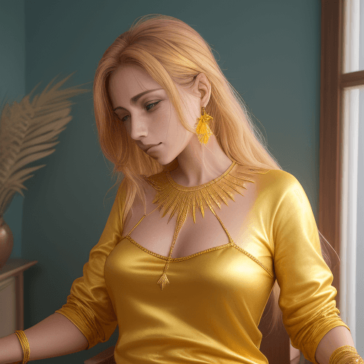 AI generated: Una mujer con su campo aurico definido en color dorado oro rubí, con los brazos extendidos con las p...