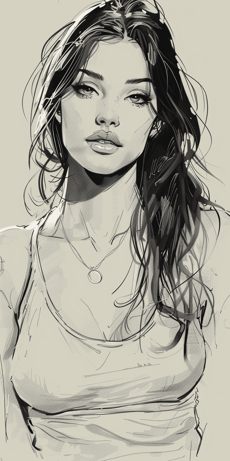 AI generated: comic strip art, woman, 30 years old, high detail --ar 1:2