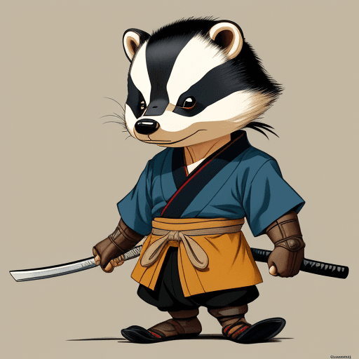 AI generated: artwork by Stan Sakai, style Stan Sakai, 
anthropomorphic badger, samurai, anime