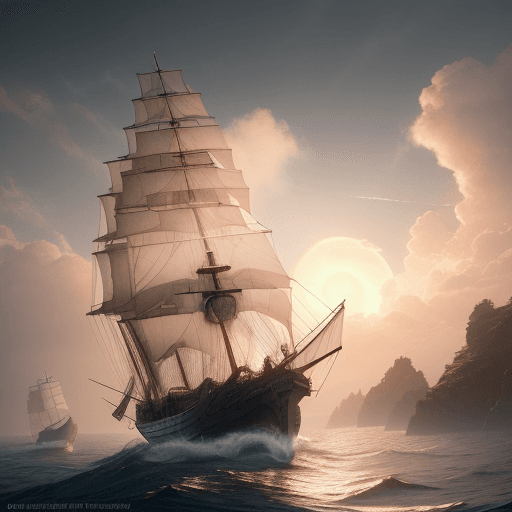 AI generated: Photo of a ultra realistic sailing ship, dramatic light, pale sunrise, cinematic lighting, battered,...