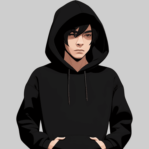 AI generated: Imagine, A character wearing black hoodie, simple, vector, flat design,