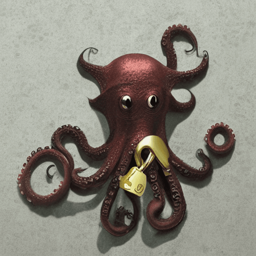 AI generated: Octopus with a padlock between the tentacles human version

