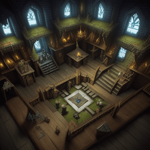 AI generated: fantasy Dungeon room, from above, warhammer fantasy style.
